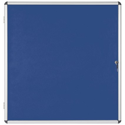 Bi-Office Enclore Blue Felt Notice Board Display Case, 12xA4, Aluminium Frame