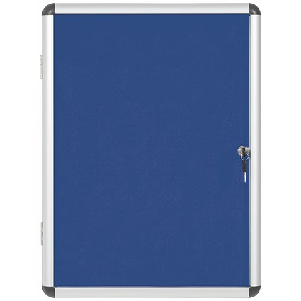 Bi-Office Enclore Blue Felt Notice Board Display Case, 4xA4, Aluminium Frame