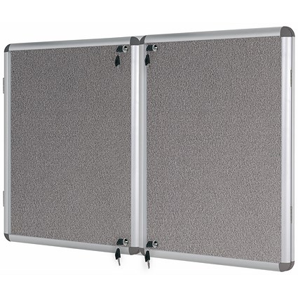 Bi-Office Enclore Grey Felt Noticeboard Display Case, 40xA4, Aluminium Frame