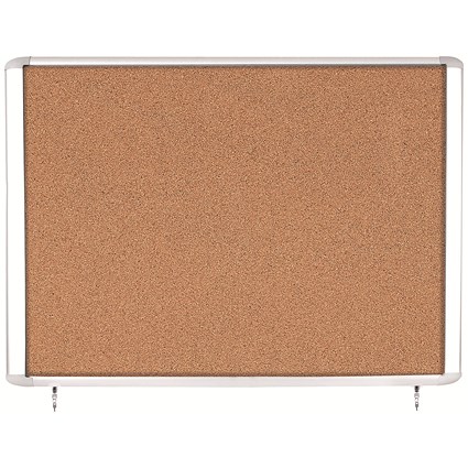 Bi-Office Mastervision Out Top Hinged Lockable Door Cork Board Display Case, 8xA4