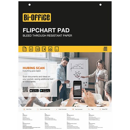 Bi-Office Ruled Flipchart Pad, 30 sheets, 70gsm Paper, A1, Pack of 5