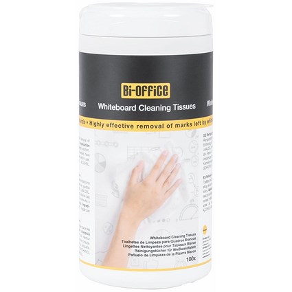 Bi-Office Whiteboard Cleaning Wet Wipes, Pack of 100