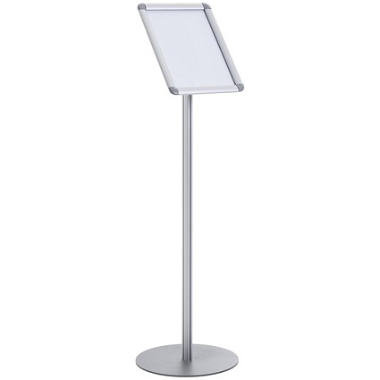 Bi-Office Floor Standing Aluminium Curled Snap Display, A4