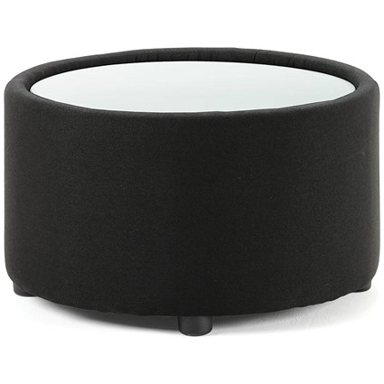 Neo Round Fabric Coffee Table, 650mm Diameter, 380mm High, Black, With Glass Top