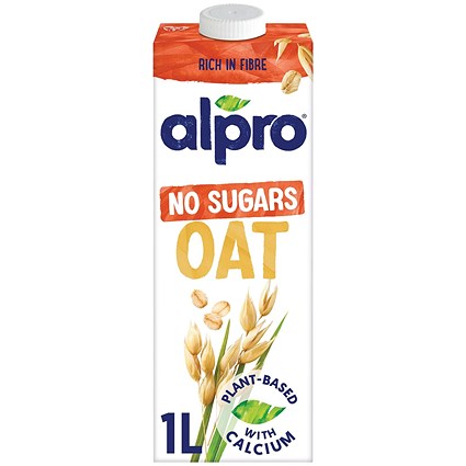 Alpro No Sugars Oat Milk, 1 Litre, Pack of 8