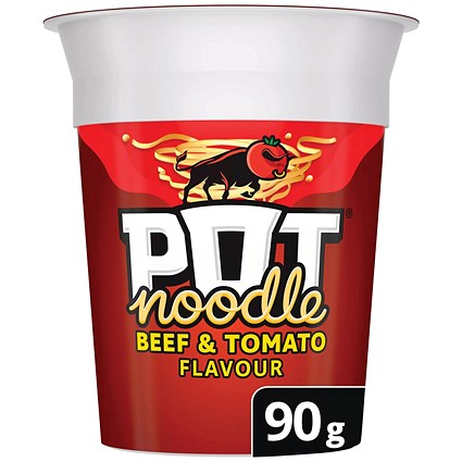 Pot Noodle Beef and Tomato, 90g, Pack of 12