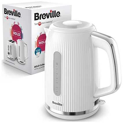 Breville VKT257 Bold Kettle, 3kw, 1.7 Litres, White/Chrome