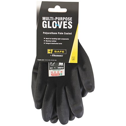 B-Safe Multi-Purpose Pu Coated Gloves, Black, Large