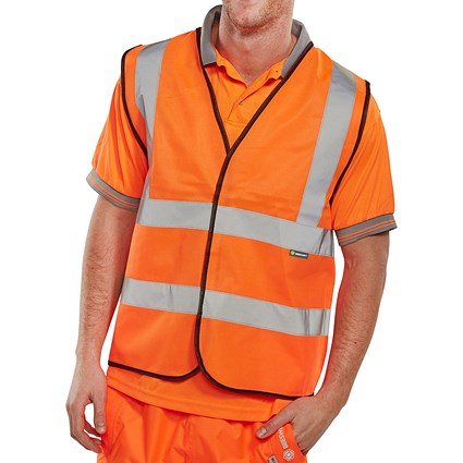 B-Safe High Visibility Waistcoat Vest, Orange, XL