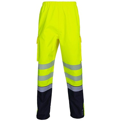 Beeswift Deltic Hi-Vis Two Tone Overtrousers, Saturn Yellow & Navy Blue, 4XL