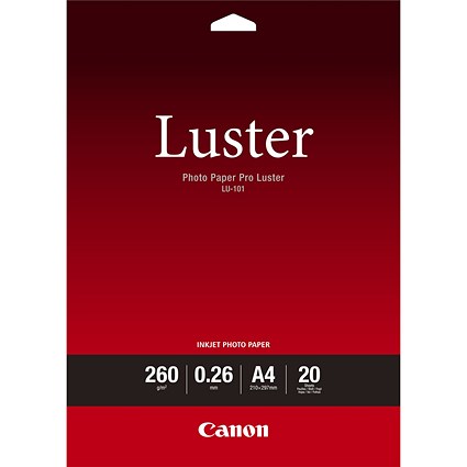 Canon LU-101 A4 Luster Paper, 20 Sheets