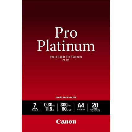 Canon PT-101 Pro Platinum A4 Photo Paper 20 Sheets - 2768B016