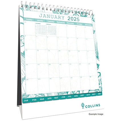 Collins Tara Month To View 2025 Desk Calendar, 175x220mm