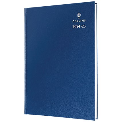 Collins A4 Academic Diary, Day Per Page, Blue, 2024-2025