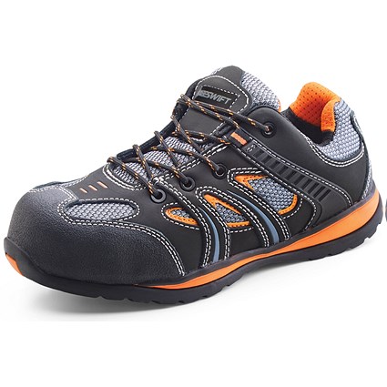 Beeswift Action Non Metallic Trainers, Black & Orange, 8