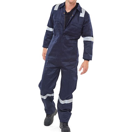 Beeswift Flame Retardant Burgan Anti-Static Boilersuit, Navy Blue, 38