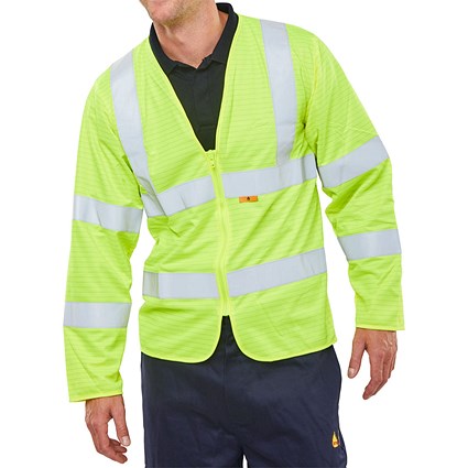 Beeswift Fire Retardant Hi-Vis Jerkin, Saturn Yellow, Large