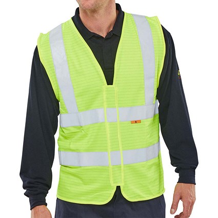 Beeswift Fire Retardant Hi-Vis Waistcoat, Saturn Yellow, Large