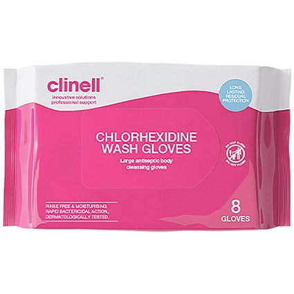 Clinell Chlorhexidine Wash Gloves, Pack of 8