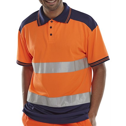 Beeswift Two Tone Polo Shirt, Orange & Navy Blue, 3XL