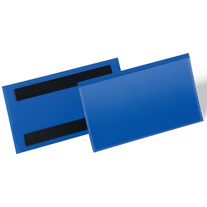 Durable Magnetic Ticket Holder Document Pockets, 150 x 67mm, Blue, Pack of 50