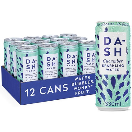 Dash Cucumber Sparkling Water, Cans, 330ml, Pack of 12