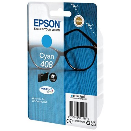 Epson 408 Glasses DURABrite Ultra Ink Cartridge Cyan C13T09J24010