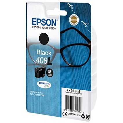 Epson 408L Glasses DURABrite Ultra Ink Cartridge High Yield Black C13T09K14010