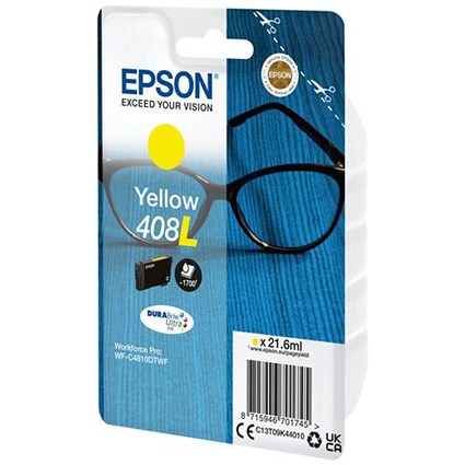 Epson 408L Glasses DURABrite Ultra Ink Cartridge High Yield Yellow C13T09K44010