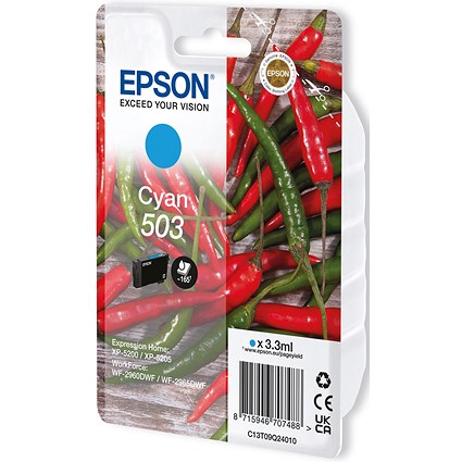 Epson 503 Chillies Ink Cartridge Cyan C13T09Q24010