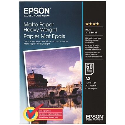 Epson A3 Matte Heavyweight Paper 50 Sheets - C13S041261