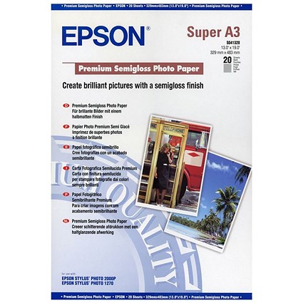 Epson A3 Plus Semi Gloss Photo Paper 20 Sheets - C13S041328