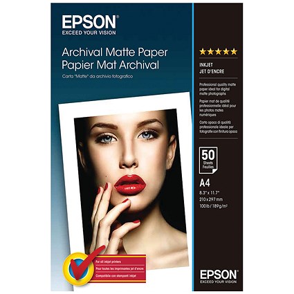 Epson A4 Archival Matte Paper 50 Sheets - C13S041342