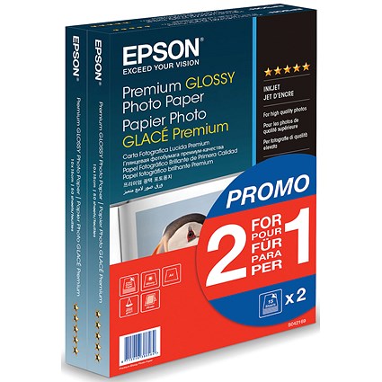 Epson Glossy Photo Paper 10 x 15cm 2 x 40 Sheets - C13S042167