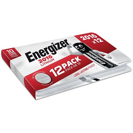 Energizer Lithium 2016 Coin Cell Batteries, Pack of 12