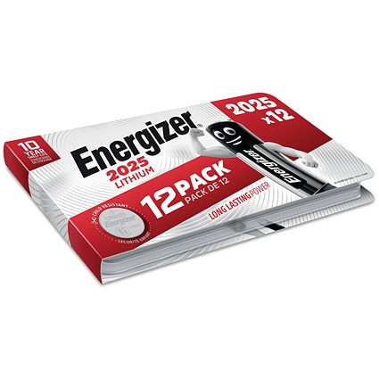 Energizer Lithium 2025 Coin Cell Batteries, Pack of 12