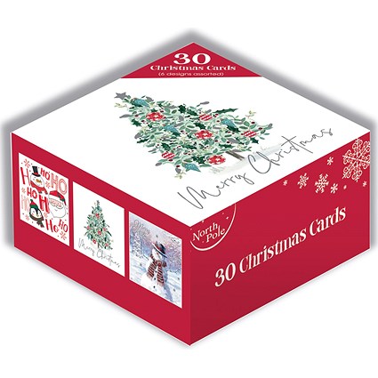 Eurowrap 30 Boxed Christmas Cards, Pack of 12