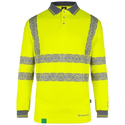 Envirowear Hi-Vis Long Sleeve Polo Shirt, Saturn Yellow, 4XL