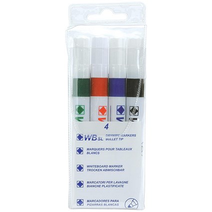 5 Star Dry Wipe Markers, Assorted Colours, Pack of 4