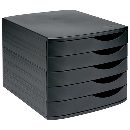 5 Star Desktop Drawer Set with 5 Drawers, A4 & Foolscap, Black