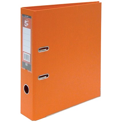 5 Star A4 Lever Arch Files, Plastic, Orange, Pack of 10