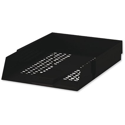 5 Star Letter Tray, High-impact Polystyrene, Foolscap, Black