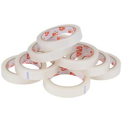 5 Star Large Clear Tape Rolls, 19mm x 66m, Pack of 8