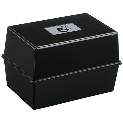 5 Star Card Index Box, Capacity: 250 Cards, 152x102mm, Black