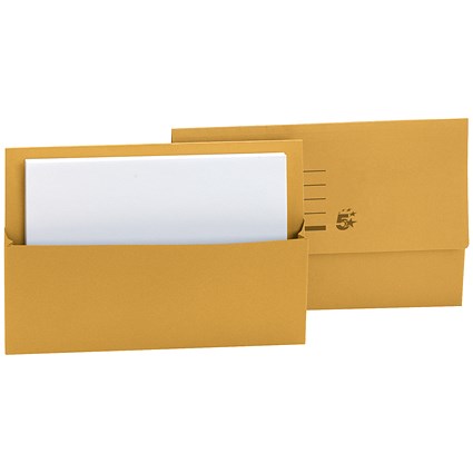 5 Star Document Wallets Half Flap, 250gsm, Foolscap, Yellow, Pack of 50