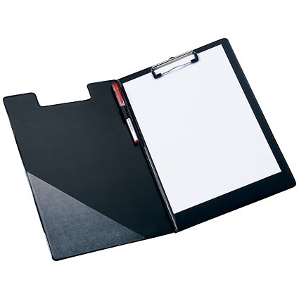 5 Star Fold-over Clipboard with Front Pocket, Foolscap, Black