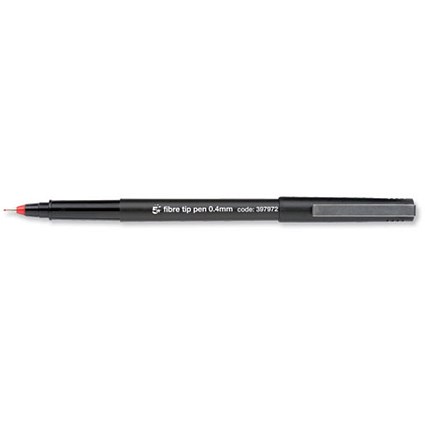 5 Star Fibre Tip Pen, 0.4mm Line, Red, Pack of 12