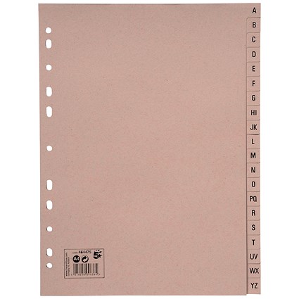 5 Star Eco Subject Dividers, A-Z, A4, Buff