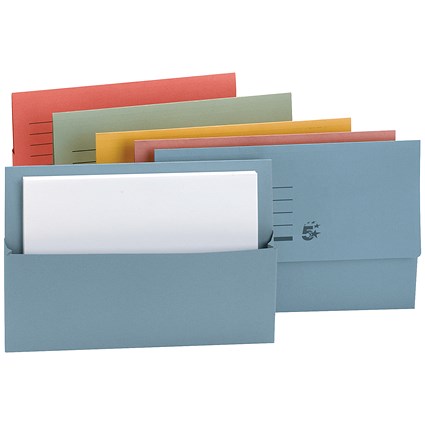 5 Star Document Wallets Half Flap, 250gsm, Foolscap, Assorted, Pack of 50