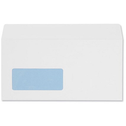 5 Star DL Envelopes, Window, White, Peel & Seal, 100gsm, Pack of 500